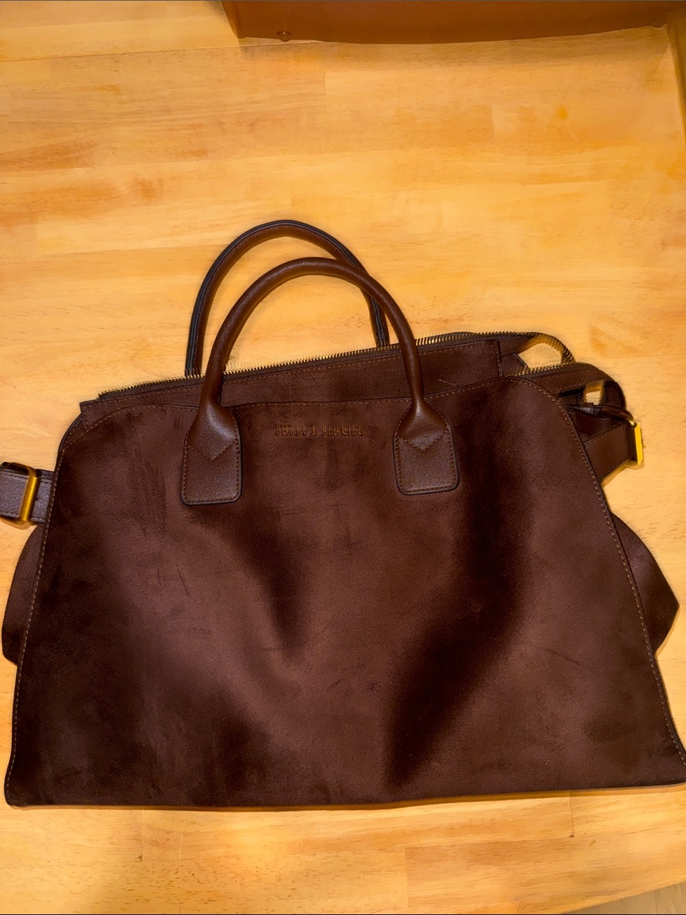 Poppy and Peonies Uptown Tote Suede Espresso